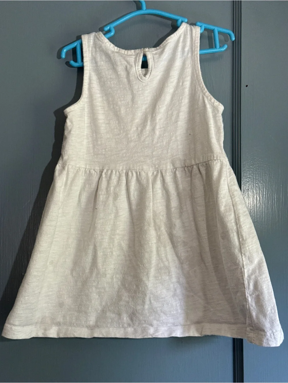 Girls' White Tank Top with Blue & Yellow Floral Yoke